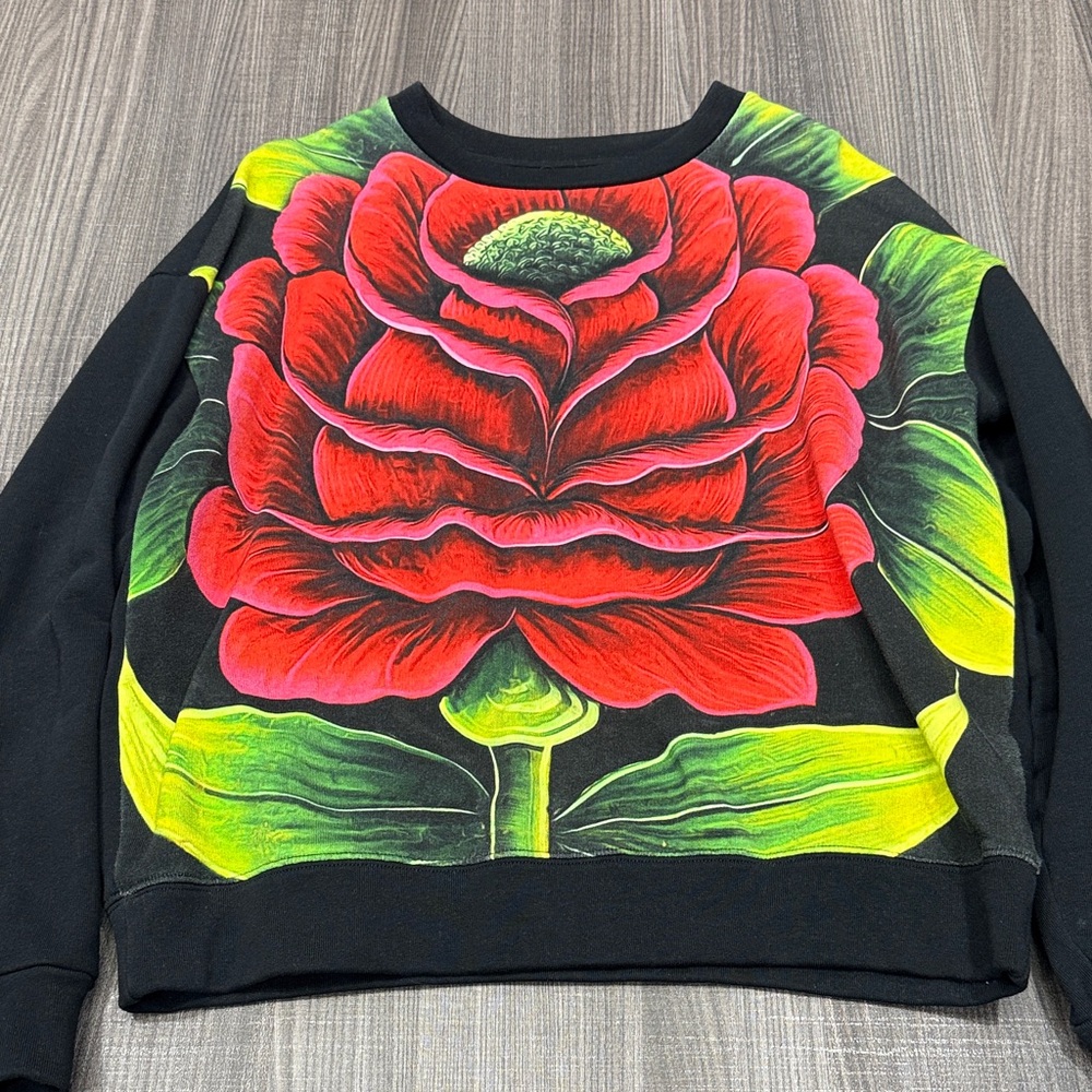 Desigual Black Sweater with Red Floral Design